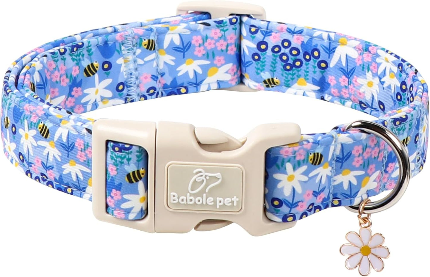 Collar floral para perros grandes ajustable transpirable