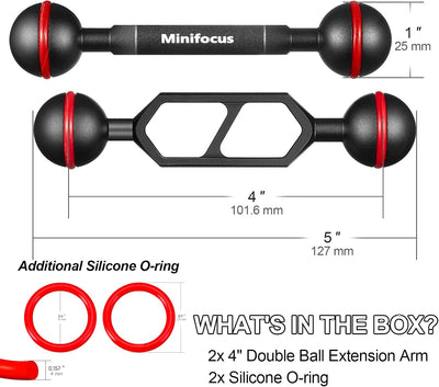 Brazo extensión aluminio doble bola 4pulg conector subacuático
