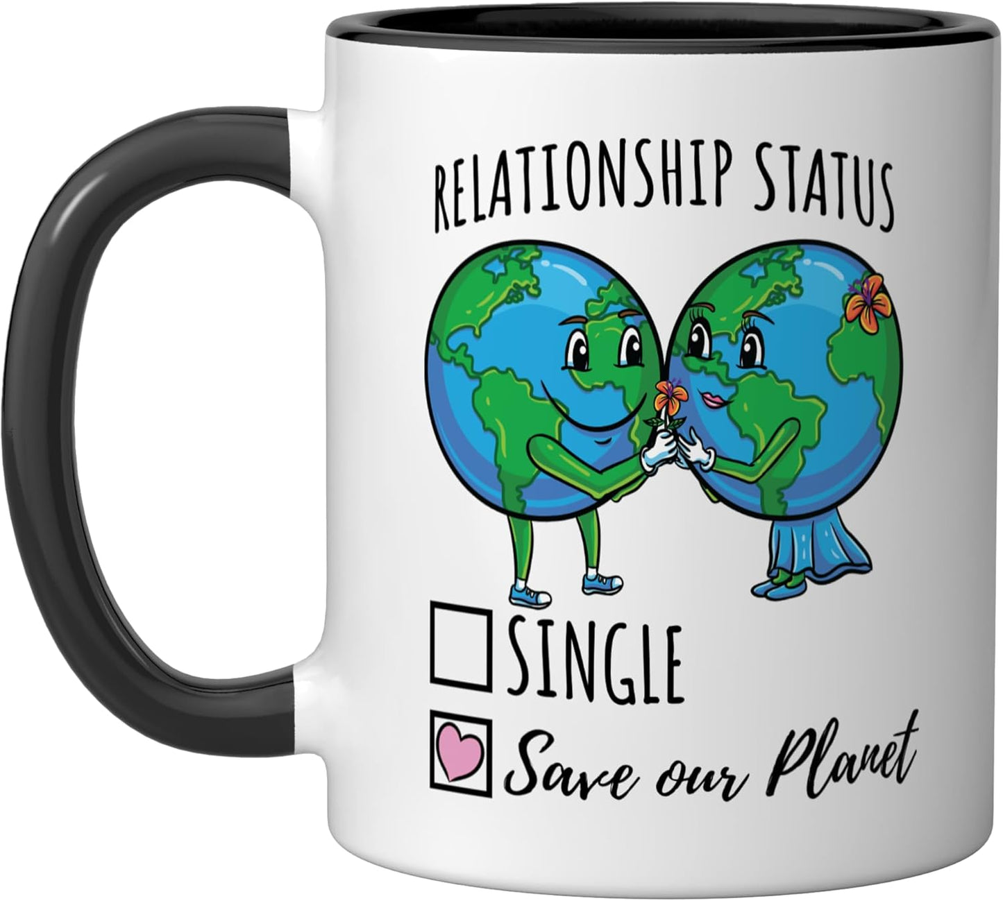 Taza cerámica Relationship Status Save Our Planet negra/blanca
