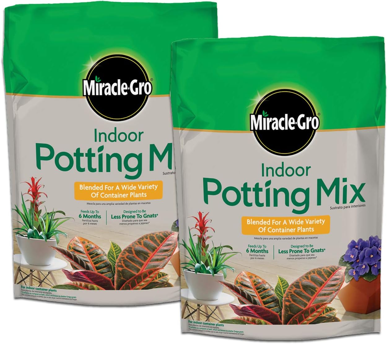 Mezcla para macetas interior 6qt paquete 2 alimenta 6 meses