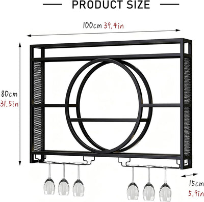 Estante metal para vino flotante soporte copas minimalista
