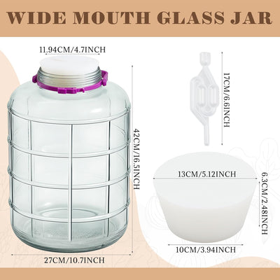 Carboy Vidrio 5gal Boca Ancha Tapones Silicona Fermentación Vino