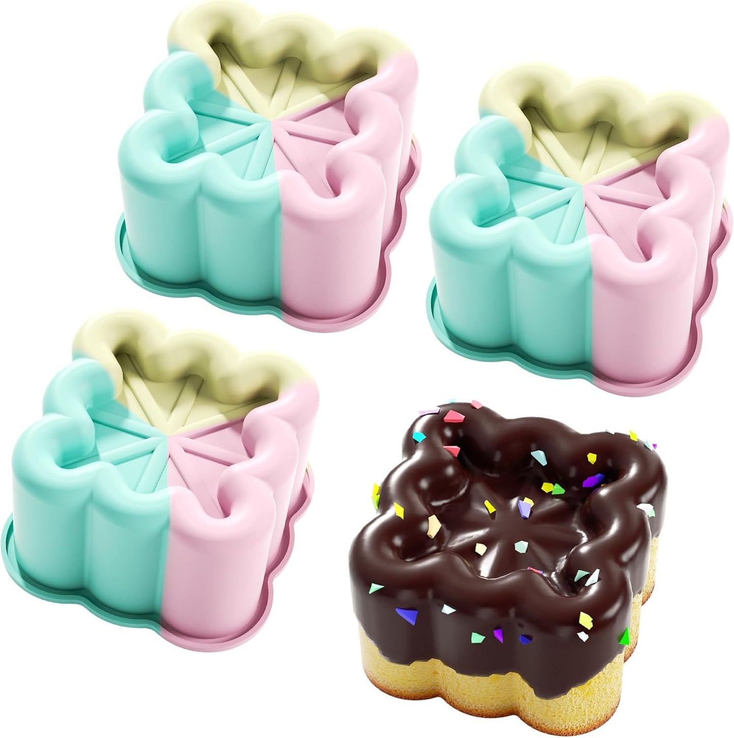 4 Moldes Silicona 5pulg Antiadherente para Pastel Pan Lasaña