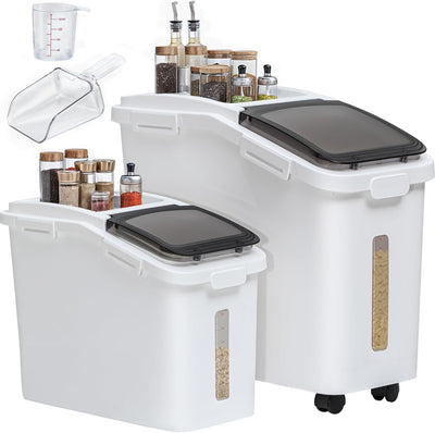 Contenedor arroz 65L con taza medidora sin BPA ruedas