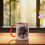Taza Cerámica con Diseño Floral Naranja/Blanco