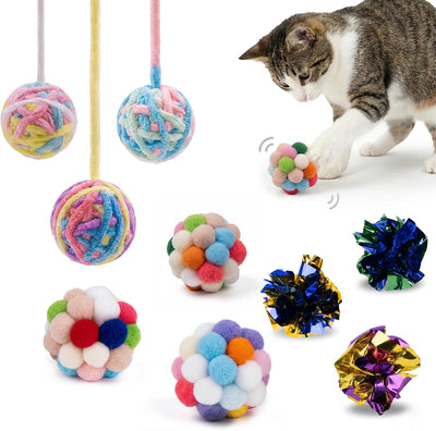 9 Bolas Juguetes Gatos Interactivas Coloridas Sonido Campana