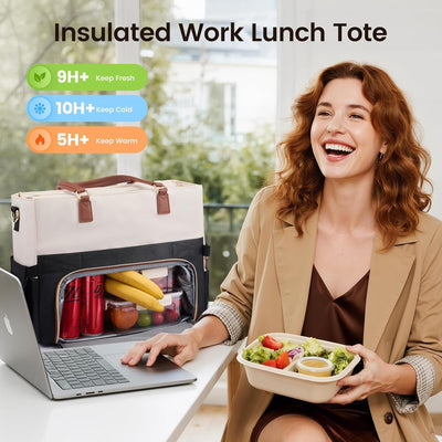 Bolsa almuerzo mujer soporte taza comp laptop 17.3pulg negra
