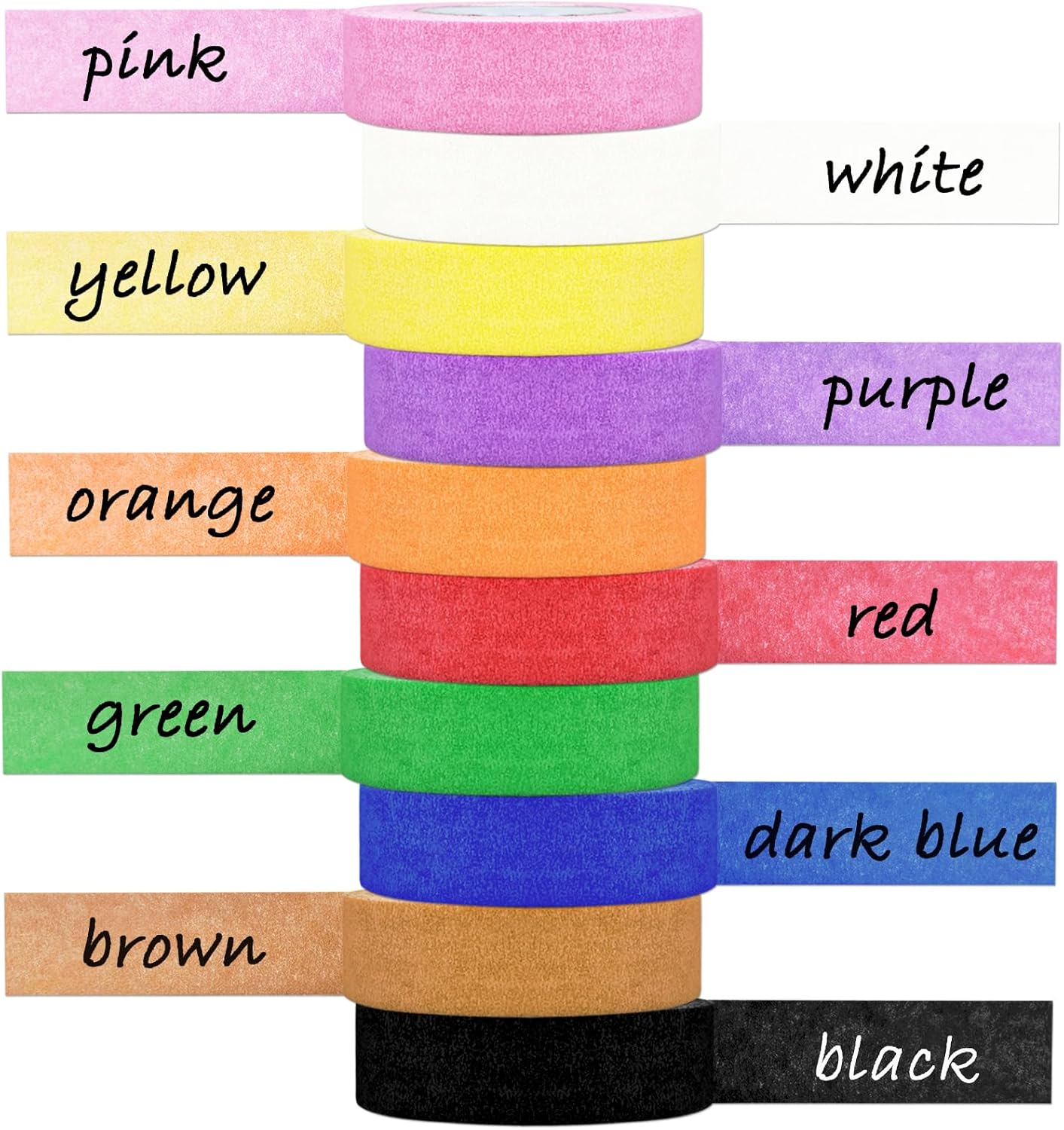 Cinta adhesiva 10 colores 0.79pulg x65.6yardas manualidades