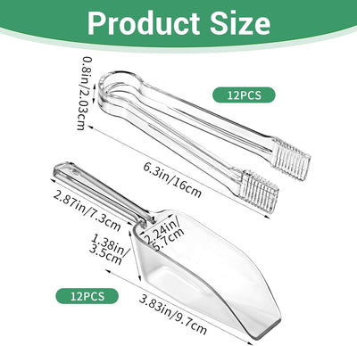 24 cucharas y pinzas de plástico para hielo servir y cocina mini transparente para dulces postres bufé café