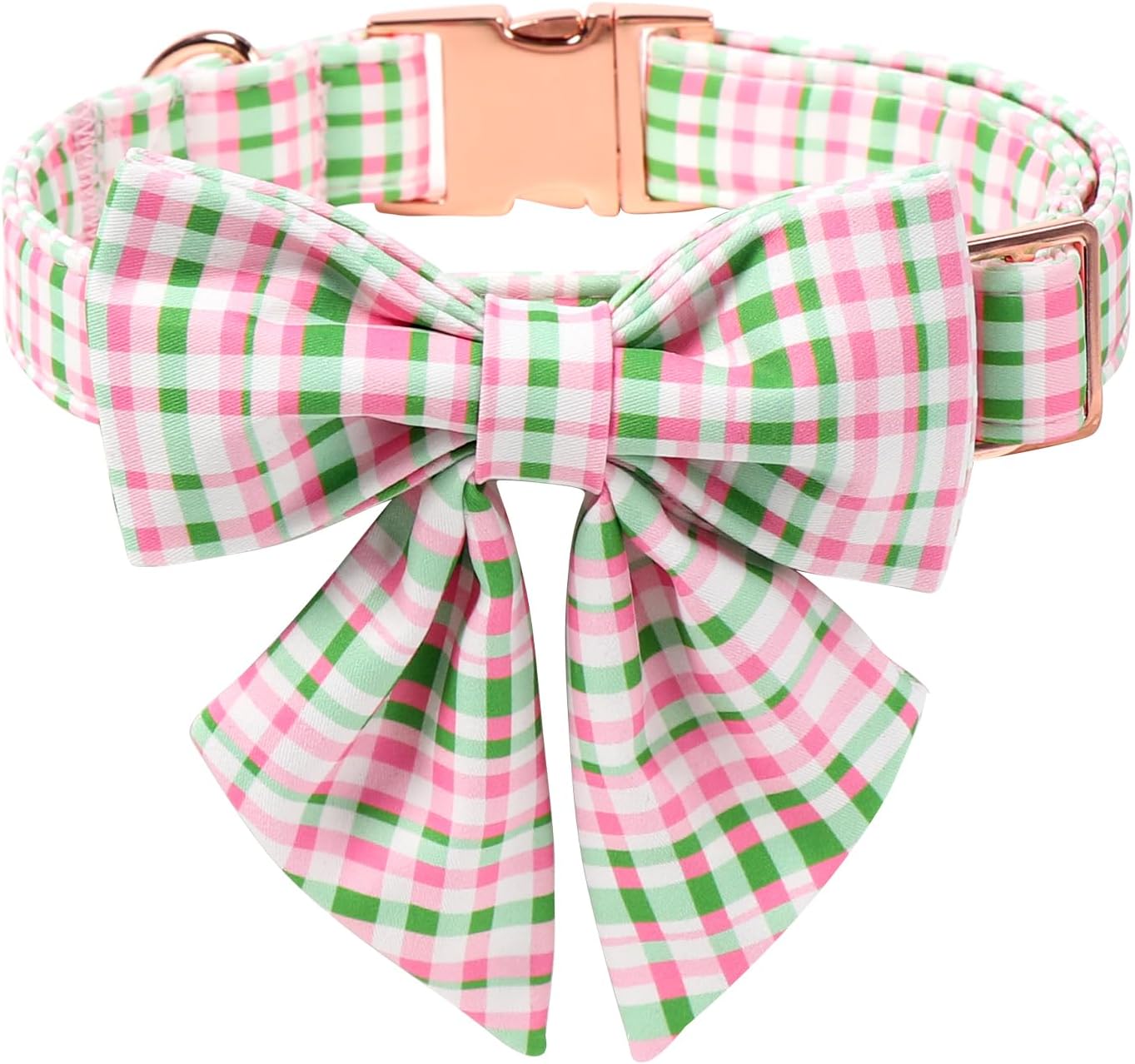 Collar perro cuadros rosa cereza verde corbatín marinero ajustable
