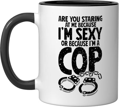 Taza Cerámica Policía Negro/Blanco