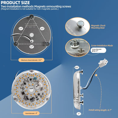 Kit luz LED redonda 4pulg 18W 3CCT 120V para ventilador