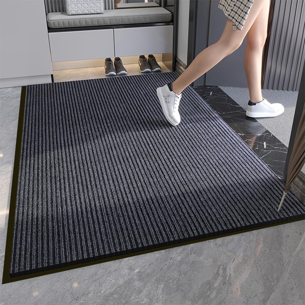 Tapete doble acanalado goma impermeable 3x16.4ft gris