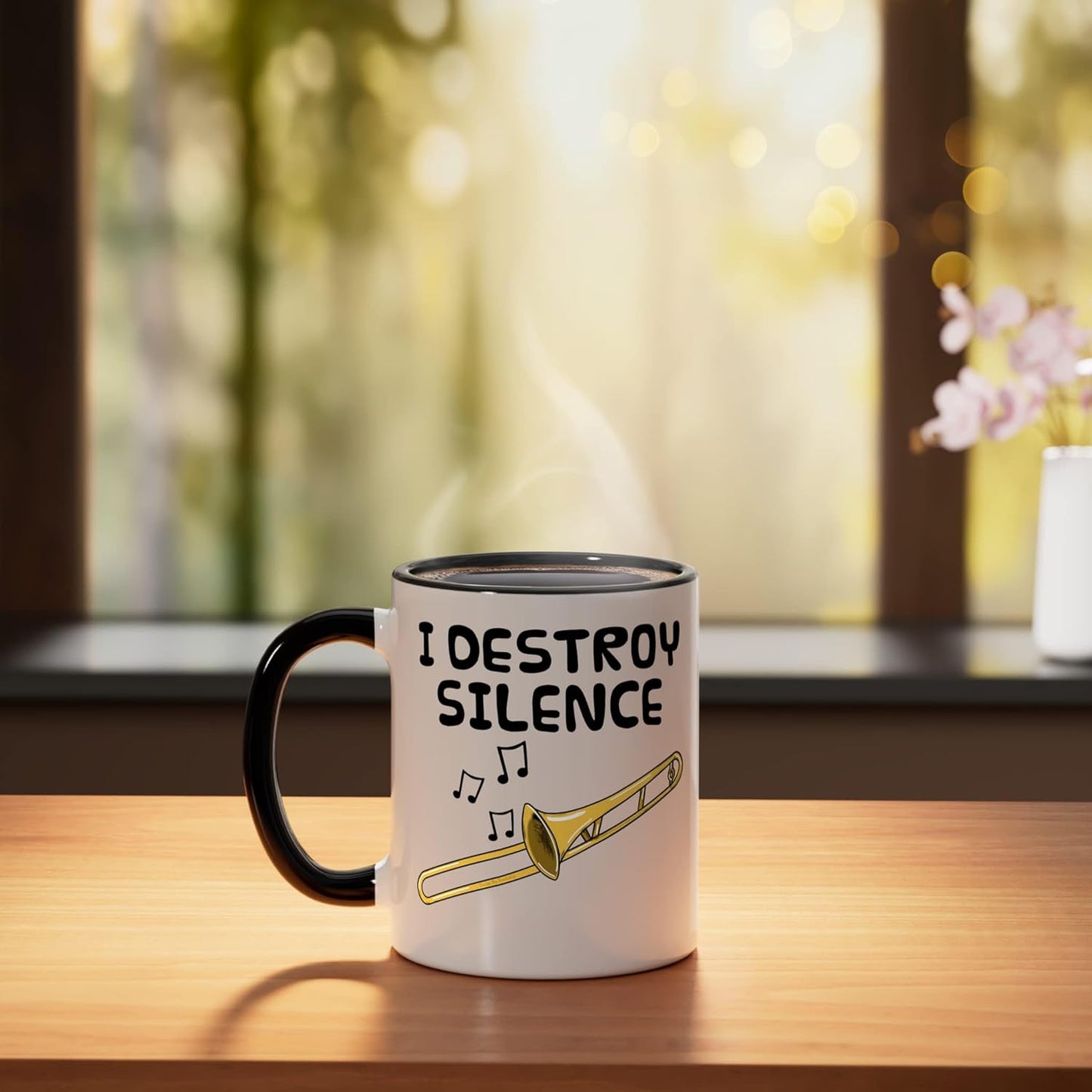 Taza Cerámica para Trombonista Orquesta Negro/Blanco