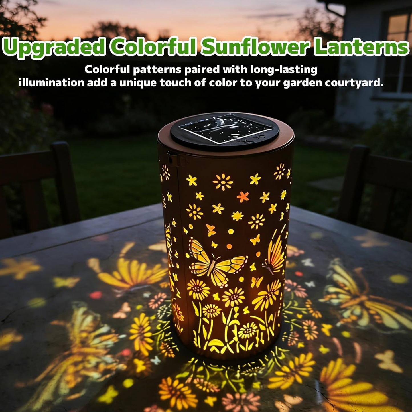 Linterna solar mariposa colgante impermeable decorativa para jardín