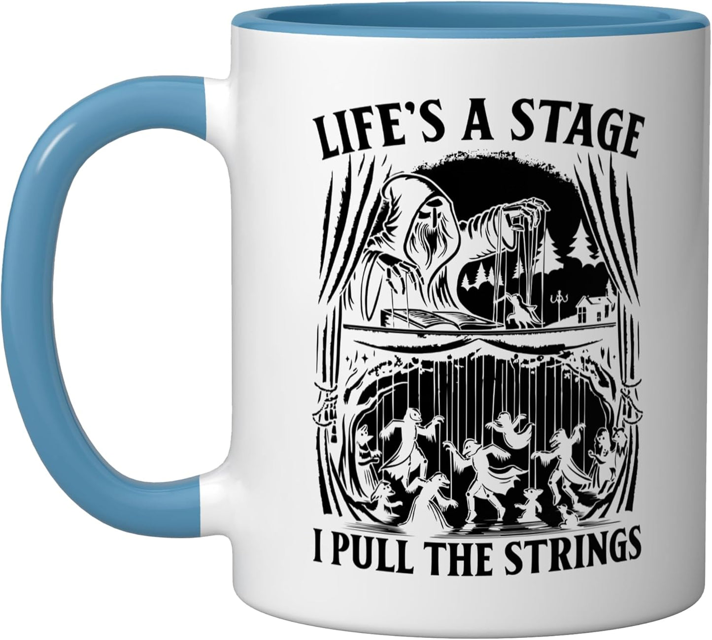 Taza Cerámica para Sombras Teatro de Muñecos Azul/Blanco