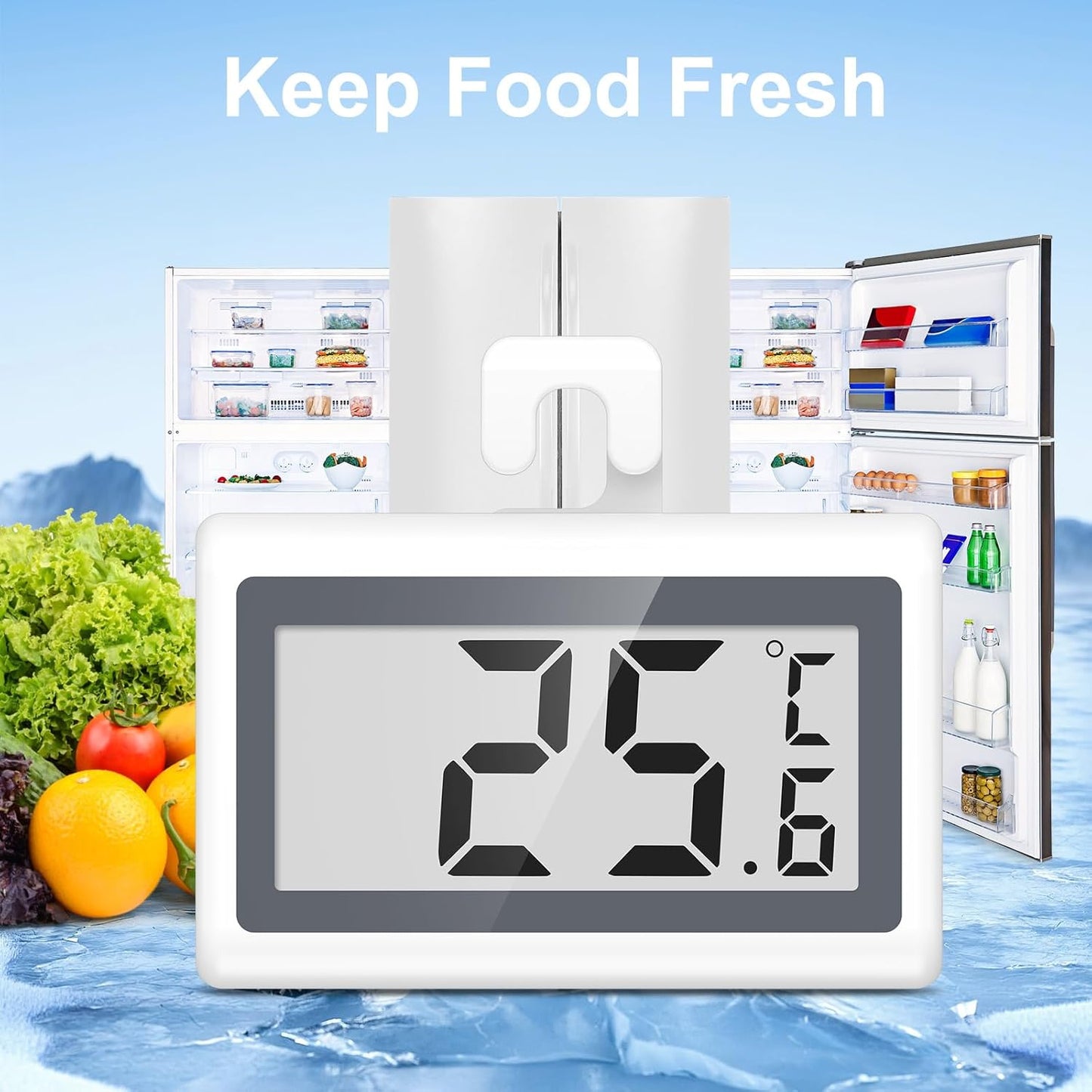 Termómetro digital para refrigerador con pantalla LCD y alerta de baja temperatura
