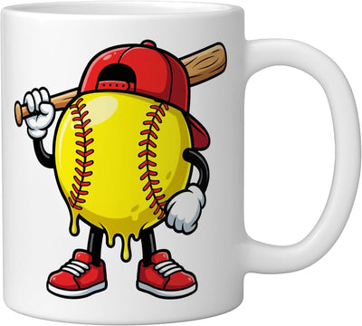 Taza cerámica para jugador de softball con helado blanco