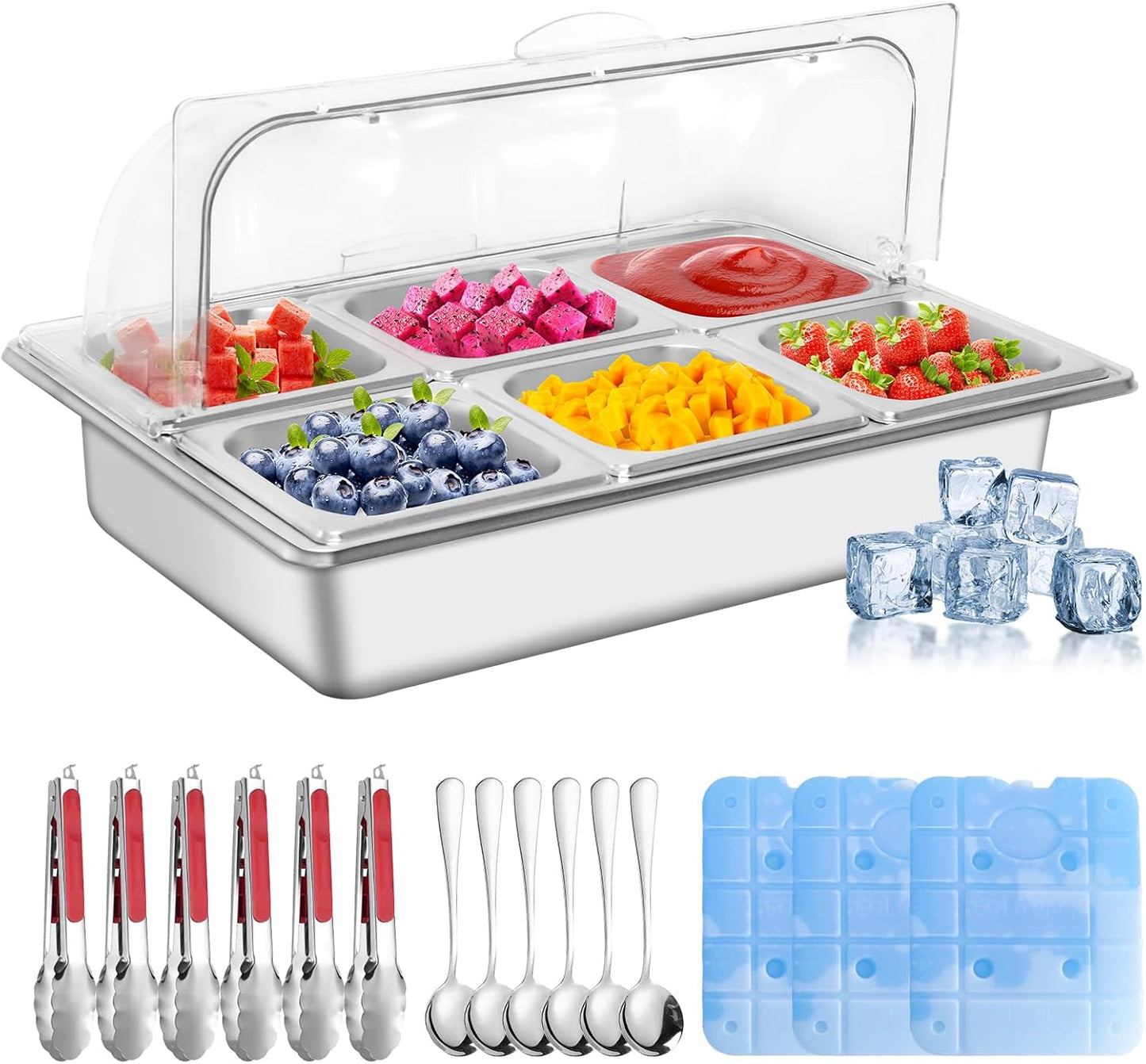 Servidor Bufé Alimentos Fríos Acero Inox 6 Bandejas