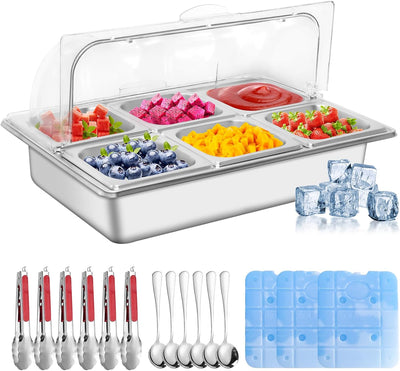 Servidor Bufé Alimentos Fríos Acero Inox 6 Bandejas