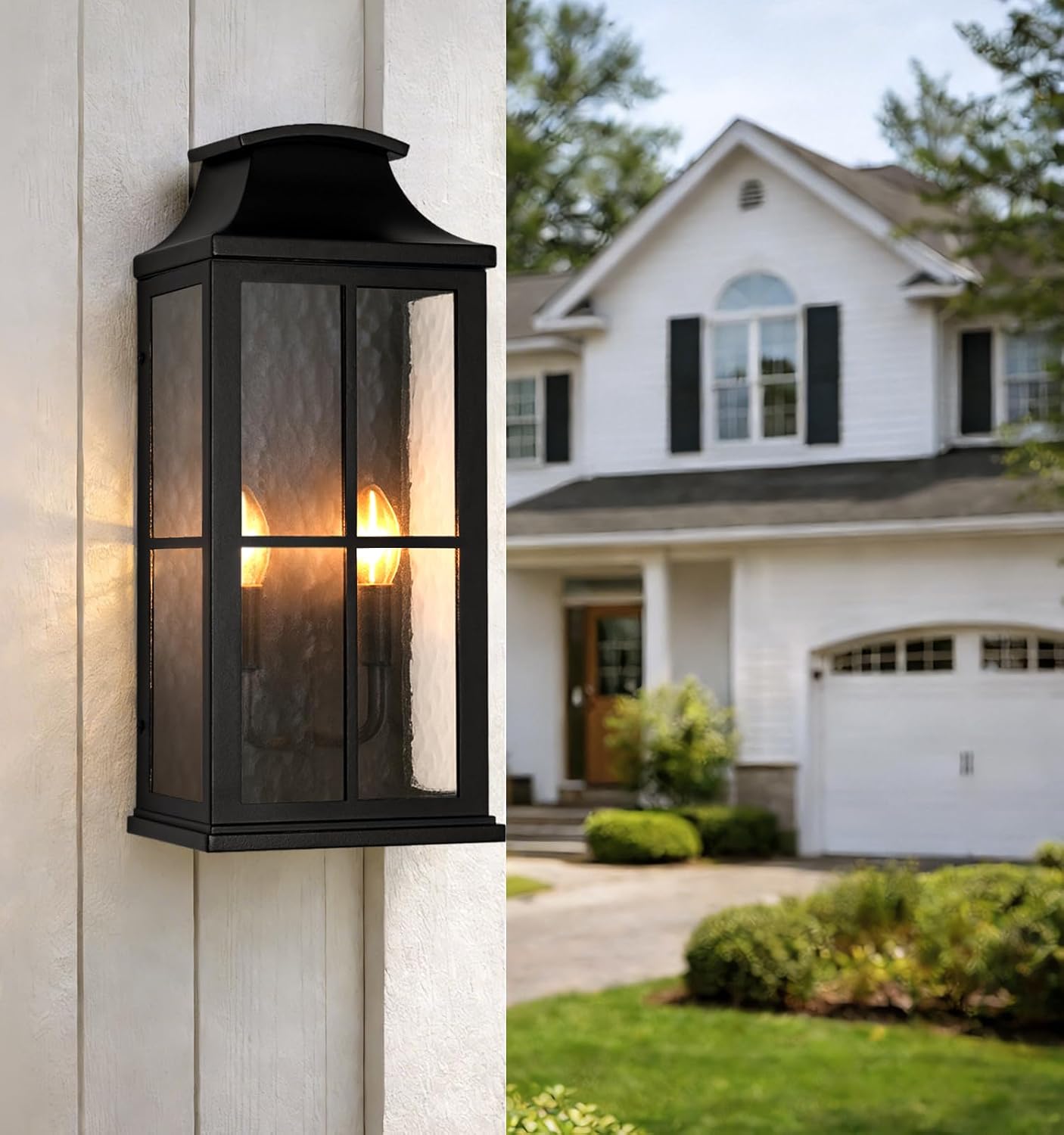 Luces pared exteriores 20pulg base E12 2 luces negras resistente