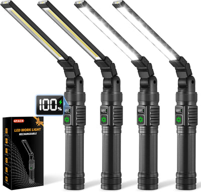 4 Luces Trabajo Magnéticas Aluminio 1500lm LED Recargable 7 Modos