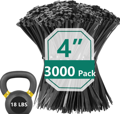 Paquete 3000 bridas negras 4pulg resistente UV