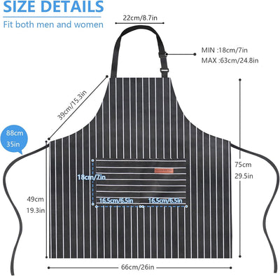 Delantal cocina unisex 2 pzas con bolsillos 100% algodón poliéster