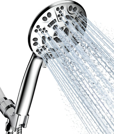Cabezal ducha 8 ajustes acero inox soporte latón