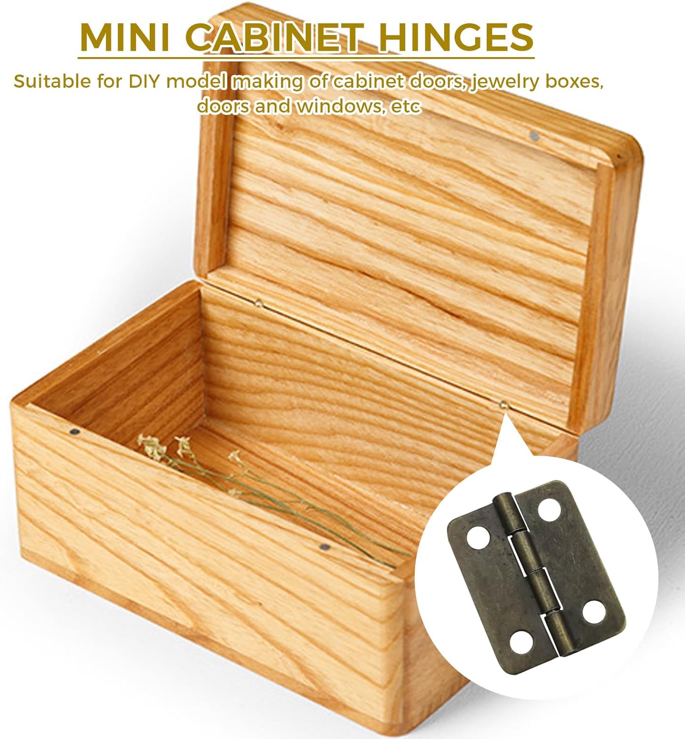 8 Pzas Bisagras Bronce para Caja Joyas 18x24mm con Tornillos