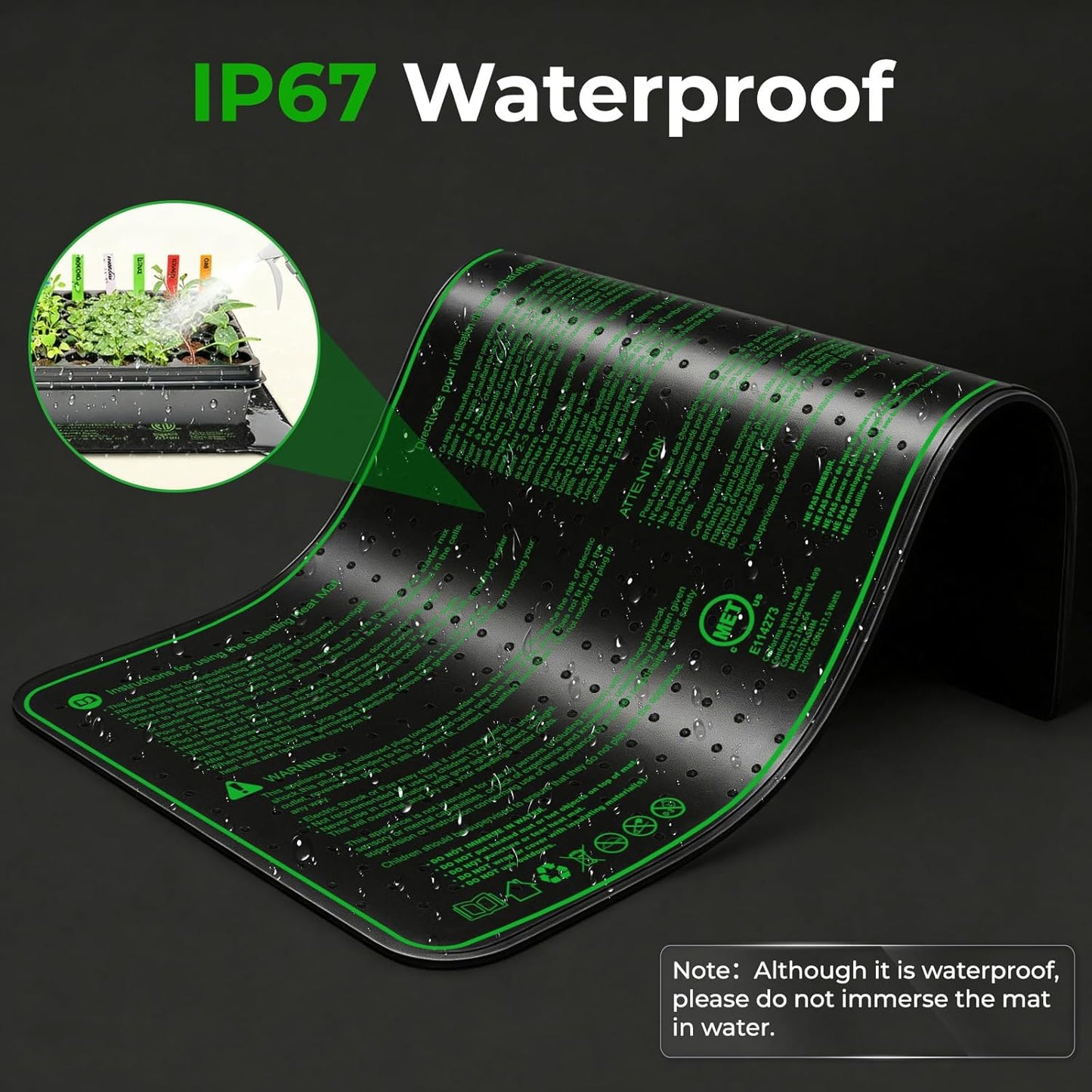 Alfombrilla térmica hidropónica 10x20.75pulg para plantas