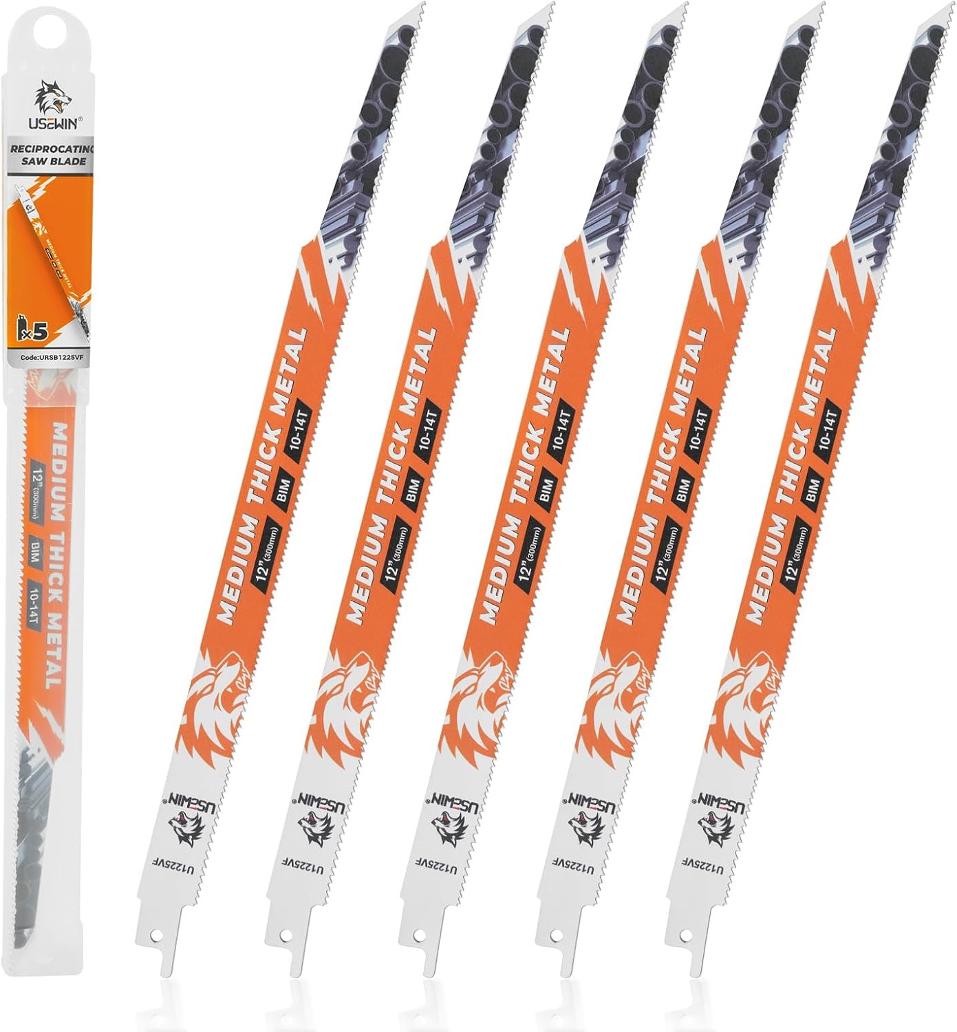 Set 5 hojas sierra recíproca 12pulg 1014TPI metal