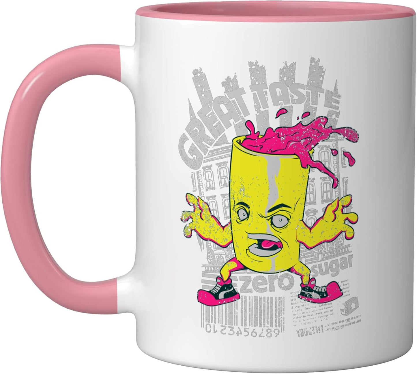 Taza Cerámica Sin Azúcar Angry Rosa/Blanca