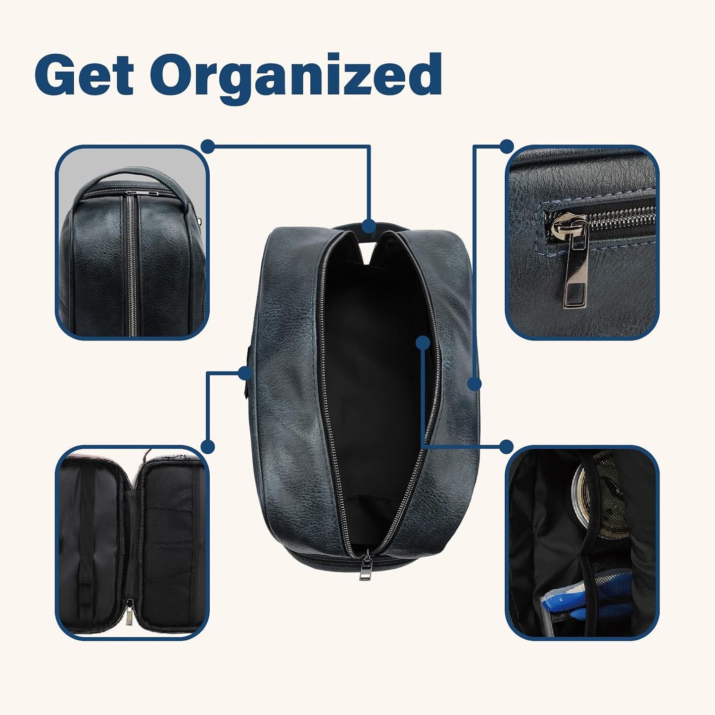 Neceser cuero para hombre color azul