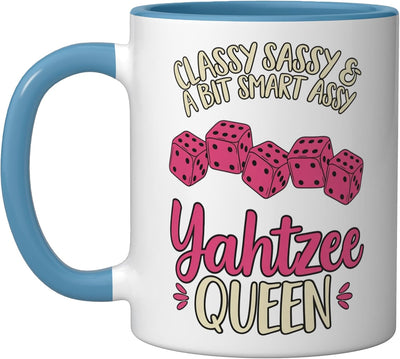 Taza cerámica para juego de dados Yahtzee azul/blanco