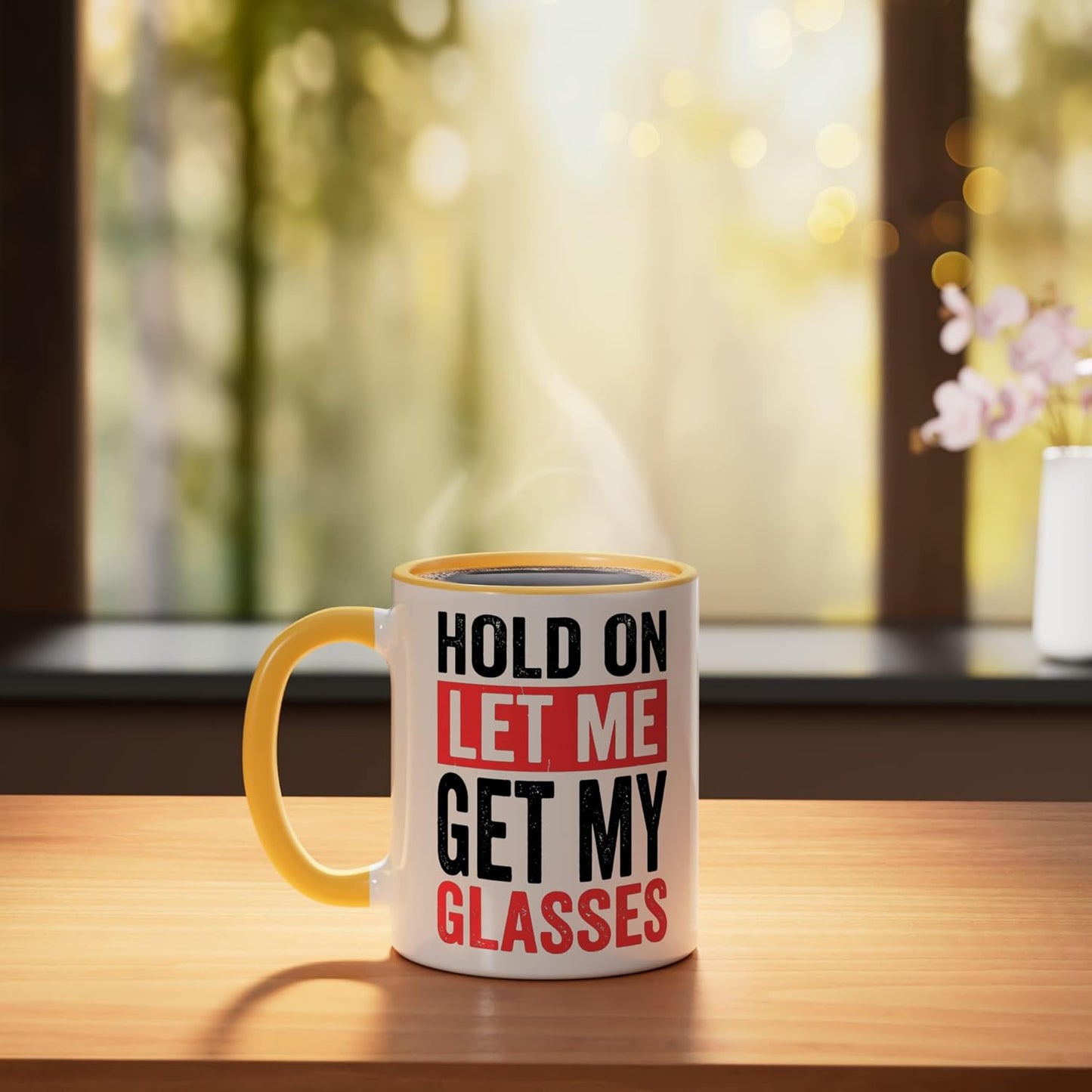 Taza Cerámica para Gafas Amarillo/Blanco