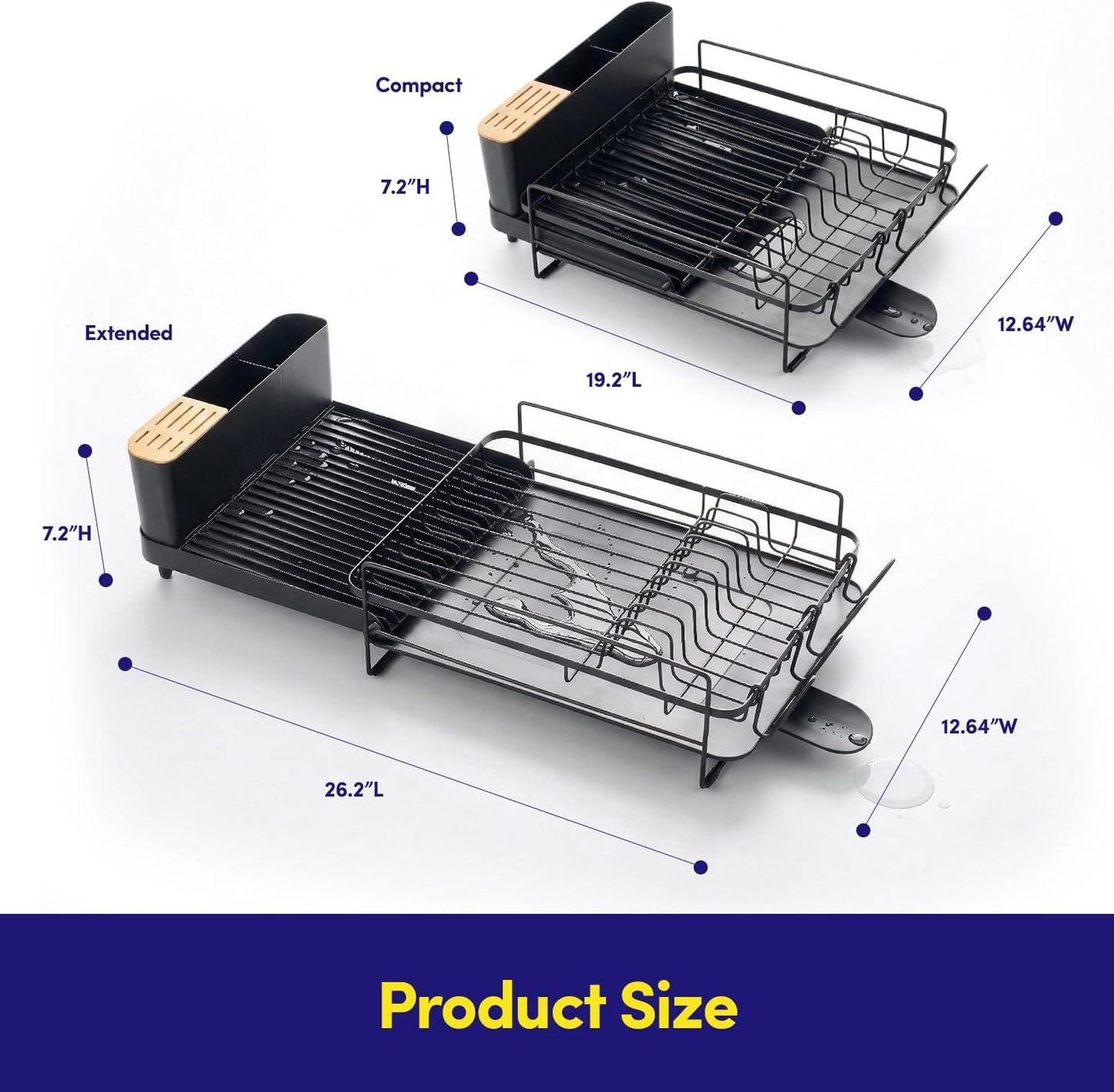 Escurridor de platos expandible para encimera con soporte extraíble