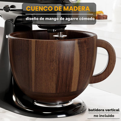Cuenco madera acacia asa soporte batidora 4.5-5qt