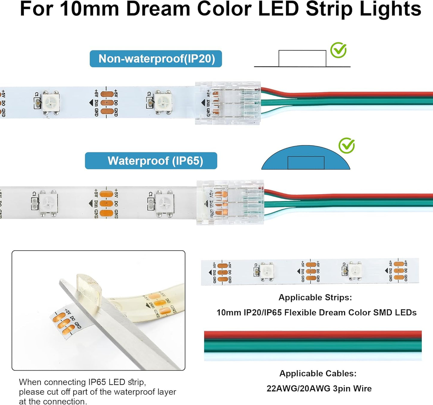 Pack 25 Conectores LED 0.394pulg Comp WS2812B