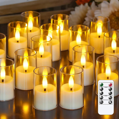 15 Velas Té LED Acrílico 1.7x2.5" Baterías Temporizador 2/4/6/8h
