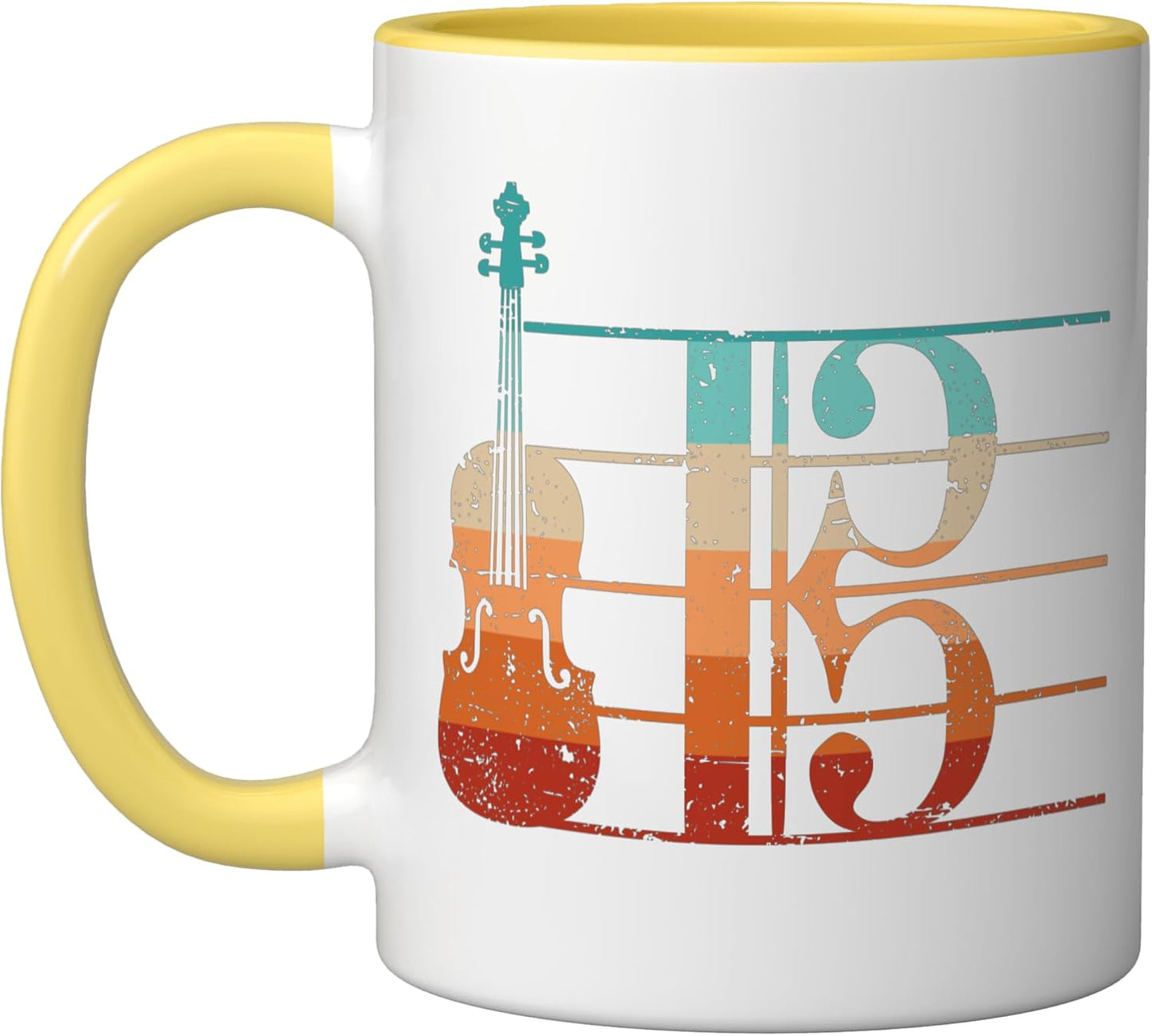 Taza cerámica para violista Alto Clef Viola Player Amarillo/Blanco