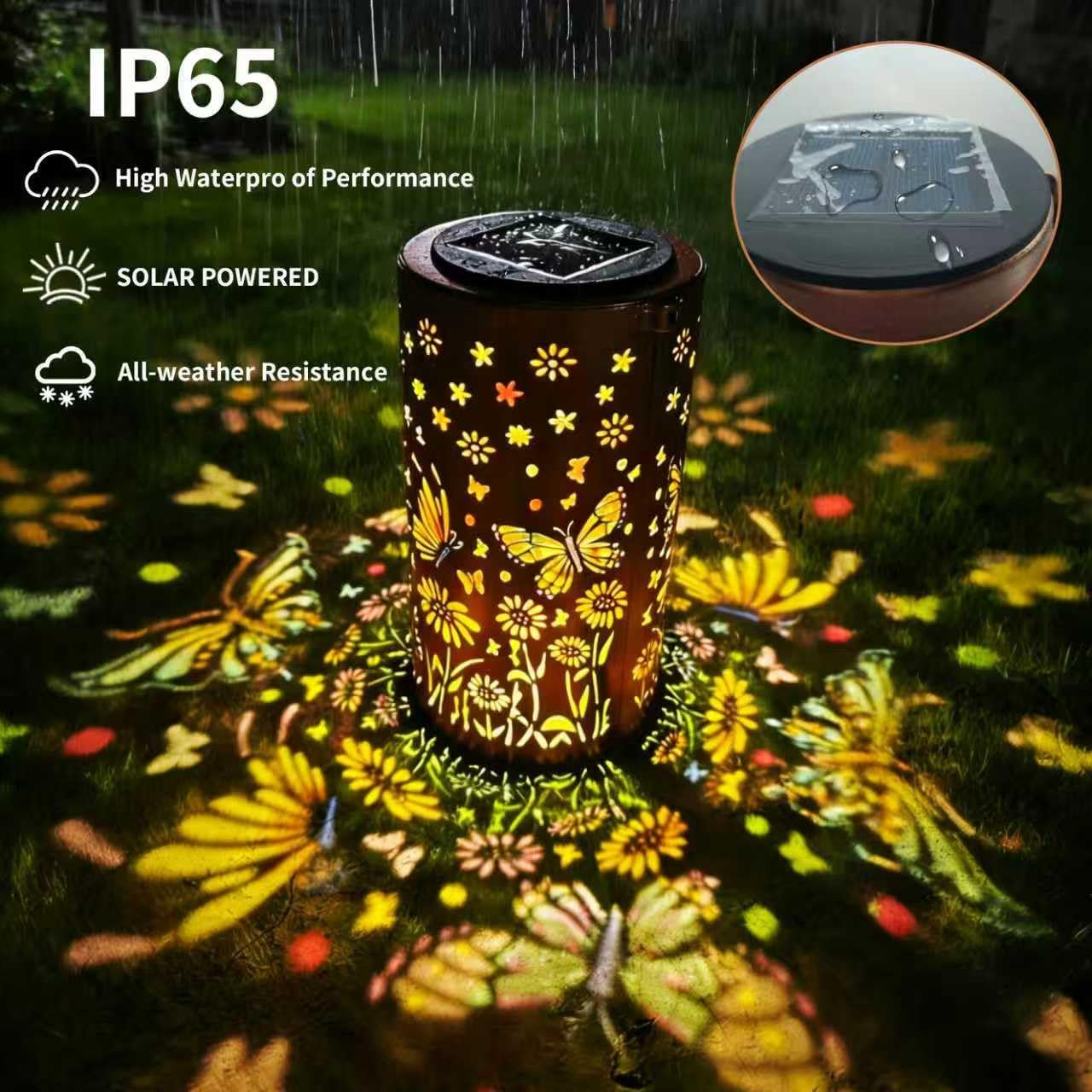 Linterna solar mariposa colgante impermeable decorativa para jardín