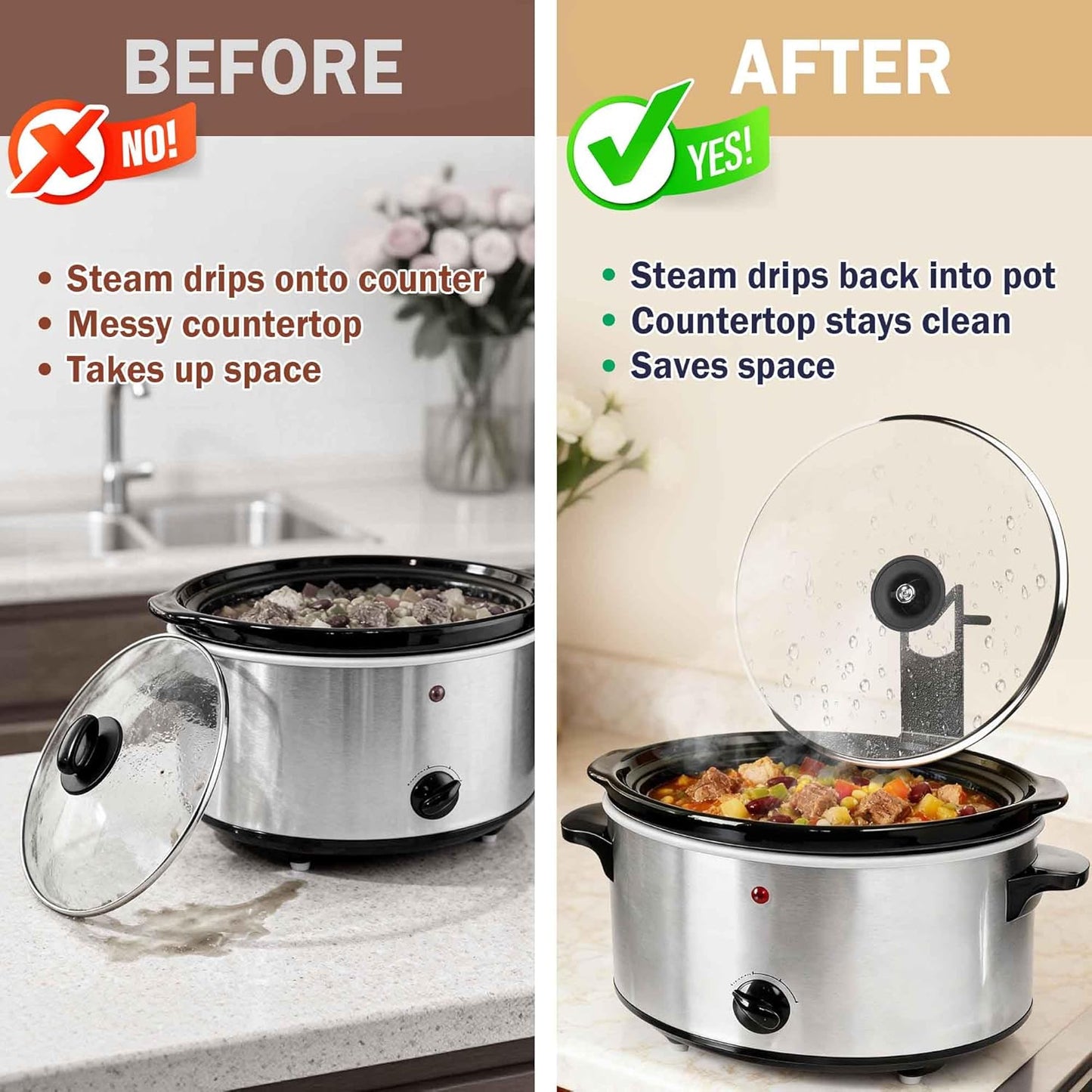 Soporte tapa olla cocción lenta acero inox ahorro espacio