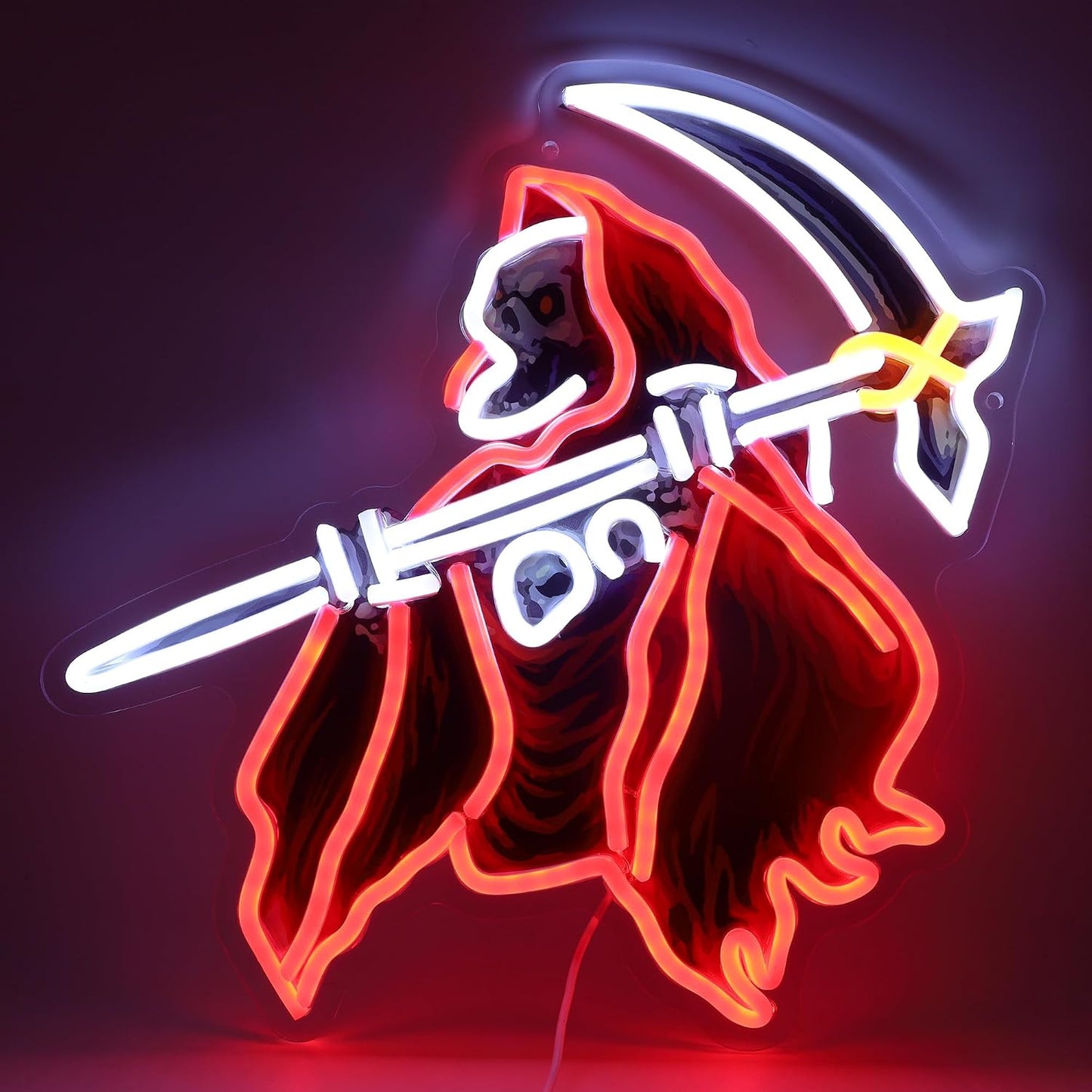 Letrero neón LED calavera parca USB decoración pared