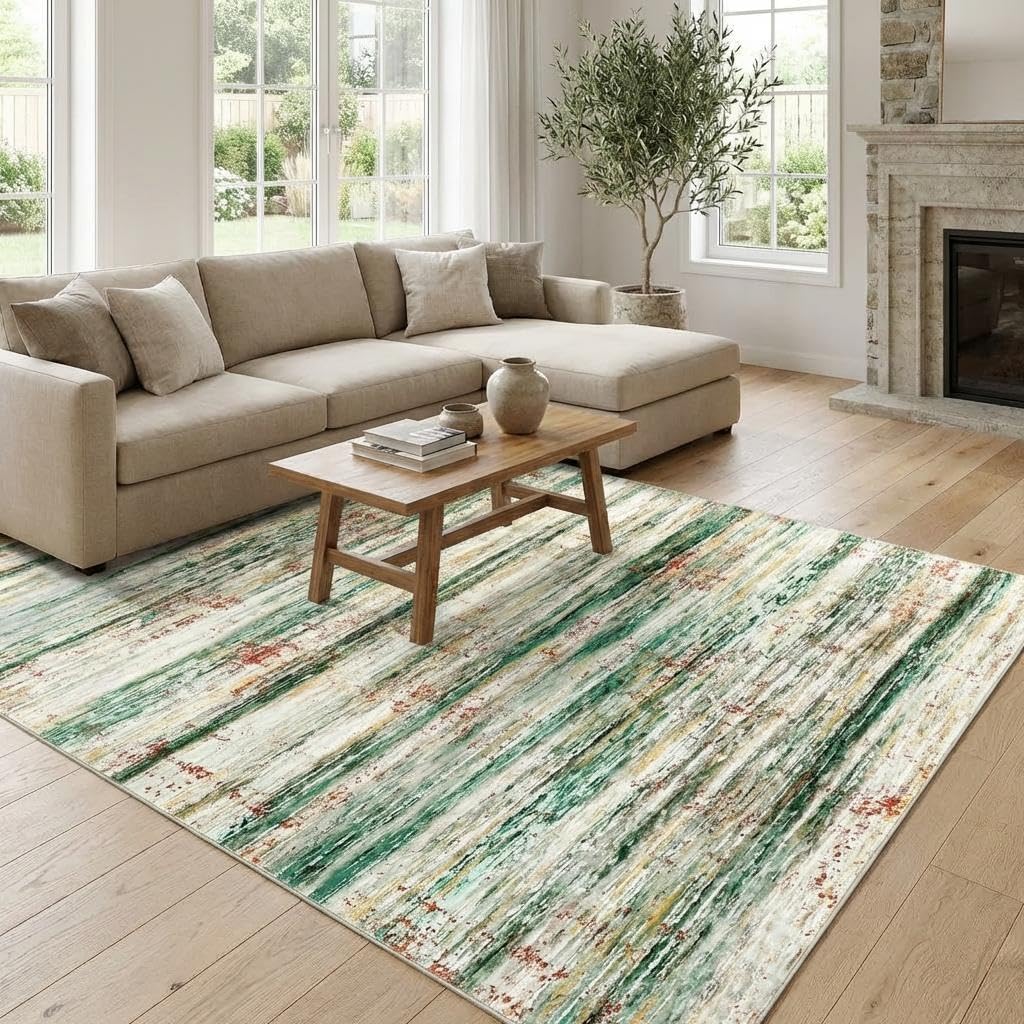 Alfombra lavable 10x13ft abstracta antideslizante dormitorio
