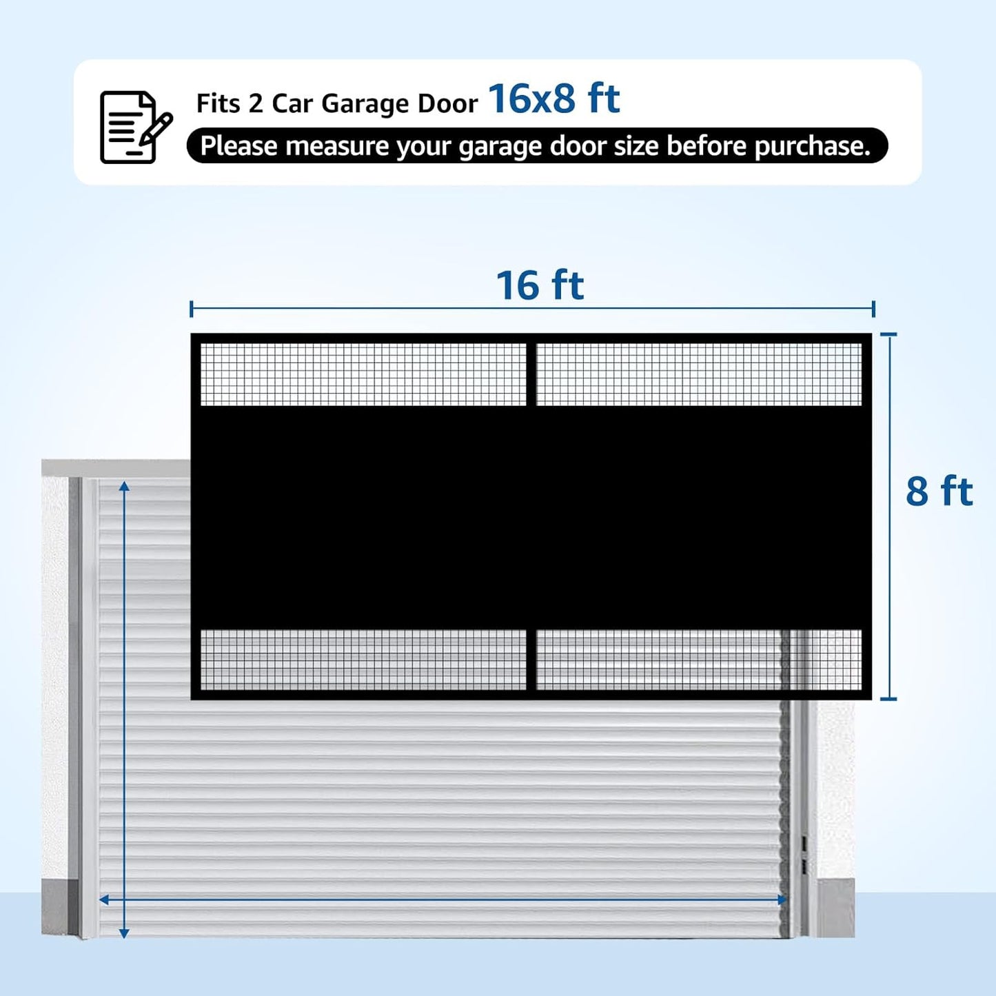 Pantalla puerta garaje 2 autos 16x8pies cierre magnético privacidad
