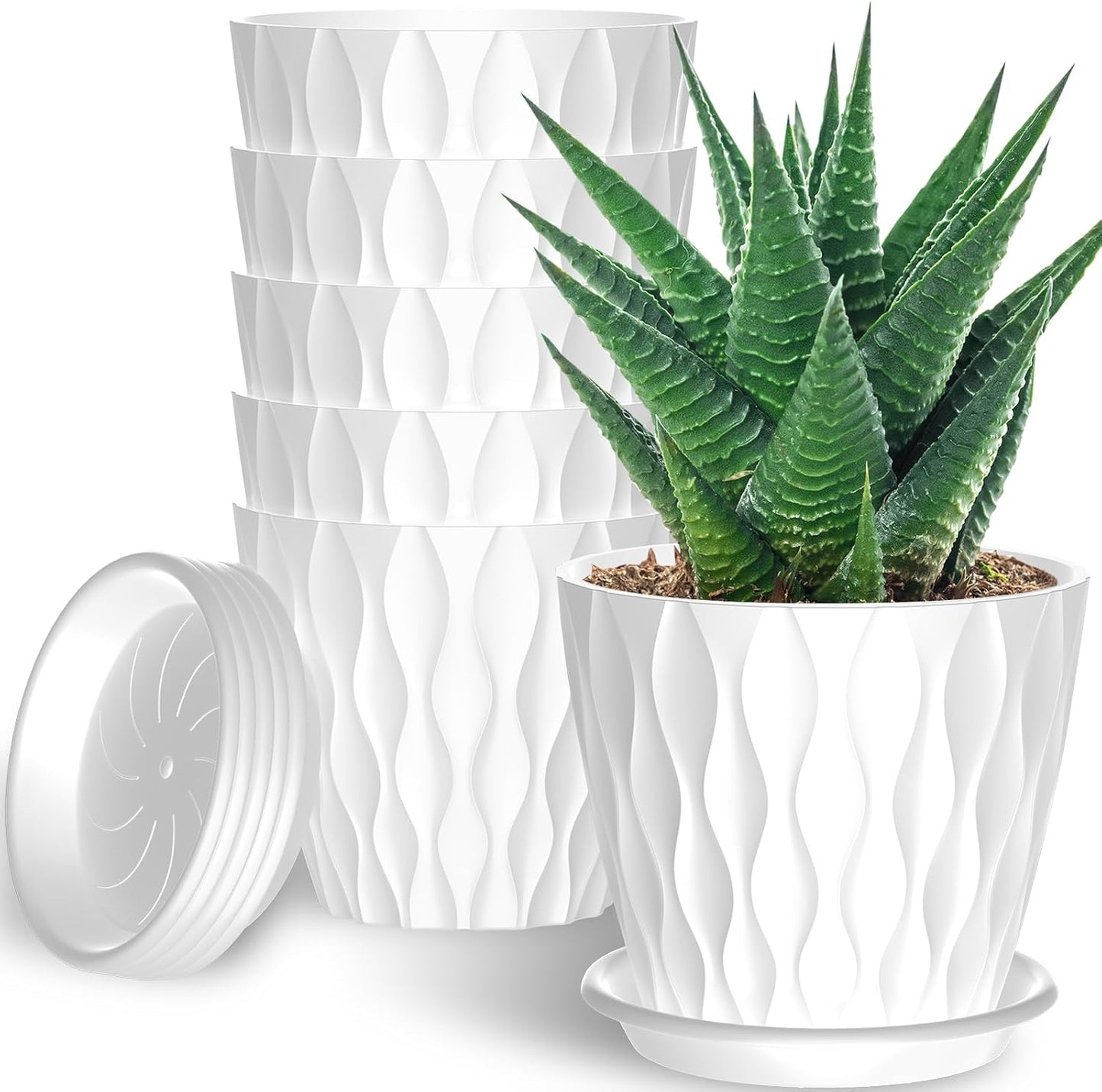 6 Pzas Macetas Plástico 6pulg Interior Exteriores Orquídeas