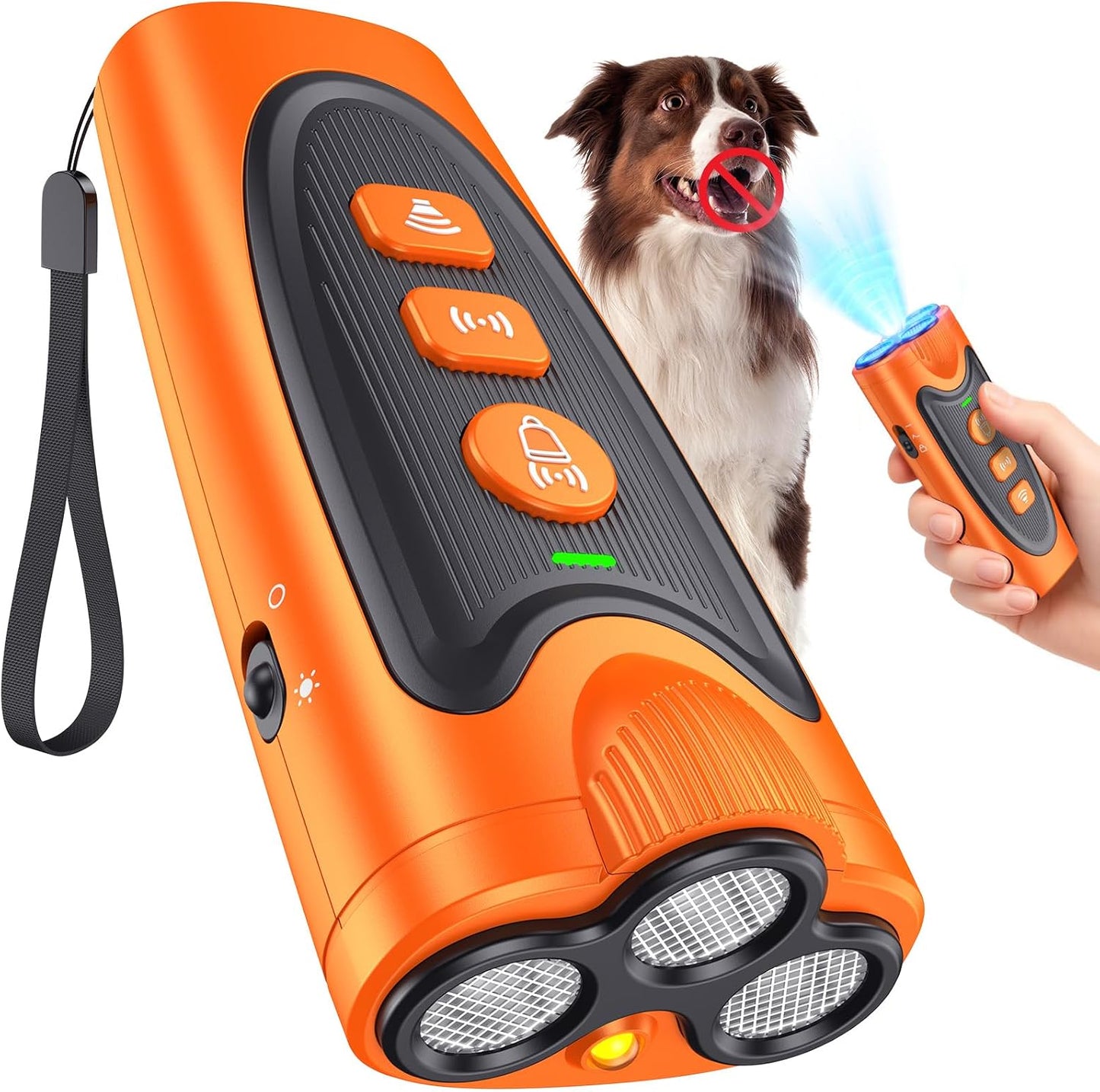 Dispositivo antiladridos perro 3 ultrasónicos 6 modos 23pies