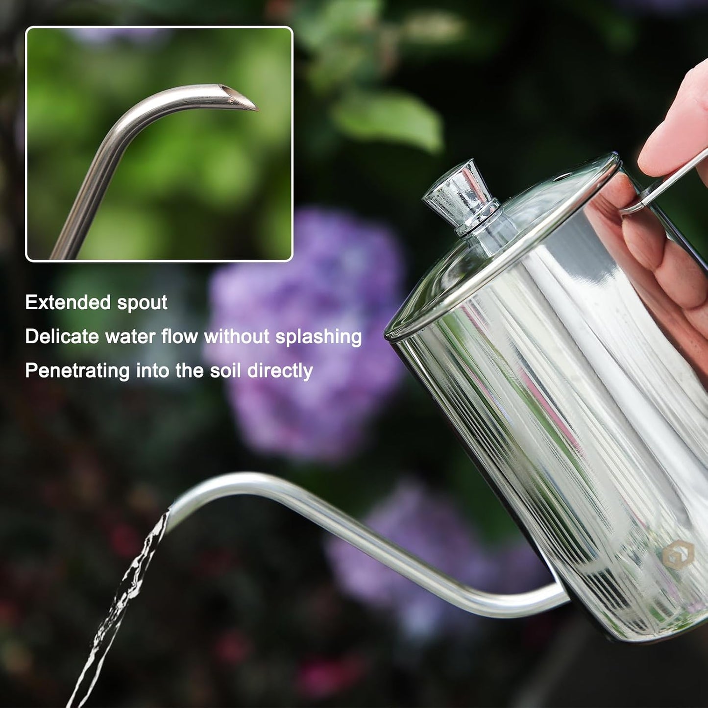 Regadera acero inox 21oz con botella spray vidrio 14oz para plantas