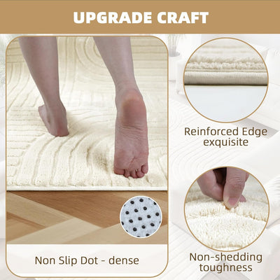 Alfombra Beige 8x10 Moderna Geométrica Antideslizante para Sala